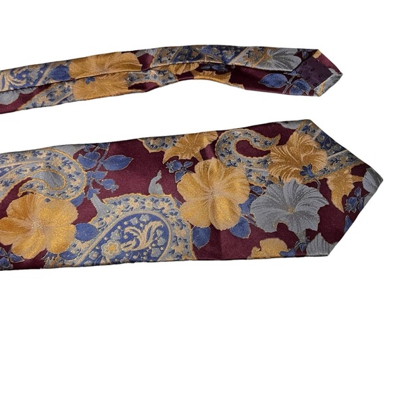 Neck Tie by Oleg Cassini Silk American Made Cool Colors Floral Abstract Paisley - Picture 6 of 7